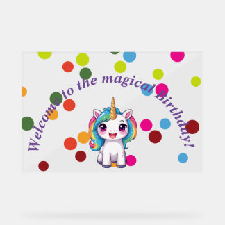 Symbole acrylique pour anniversaire à la licorne