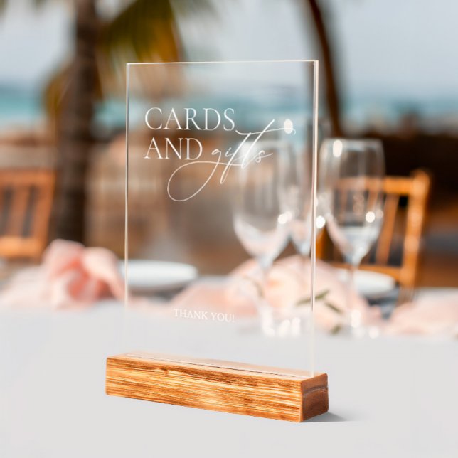 Symbole acrylique simple Eleagnt Wedding Cartes &  (Simple Eleagnt Wedding Cards & Gifts Acrylic Sign)