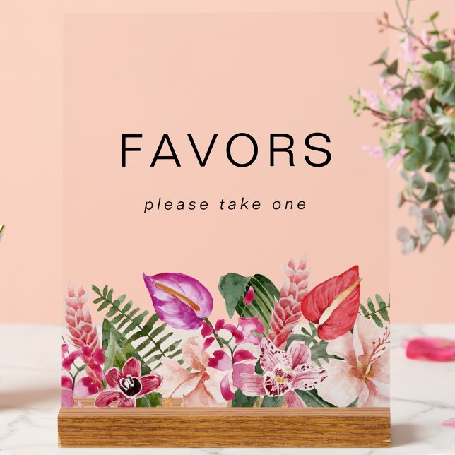 Symbole acrylique Tropical Floral Favore (Tropical Floral Favors Acrylic Sign by Painted Paperie
)