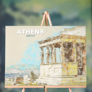 Symbole Acrylique Voyage Athènes Grèce - Vue Vinta