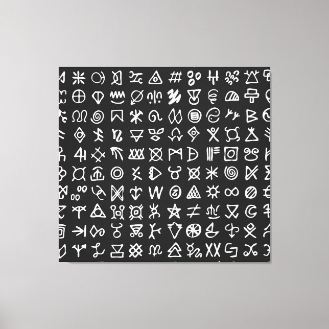 Symbole: antiker nahtloser Schriftart. Leinwanddruck (Vorderseite)