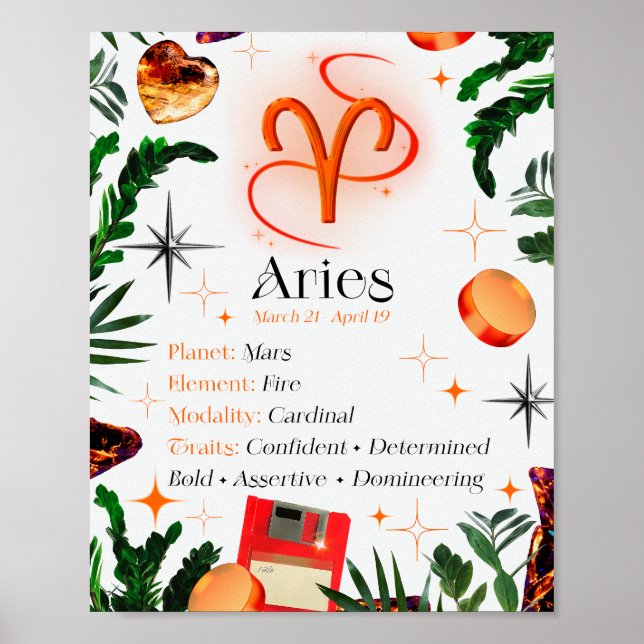 Symbole Aries Zodiac Star Y2K Blanc 4:5 Poster (Devant)
