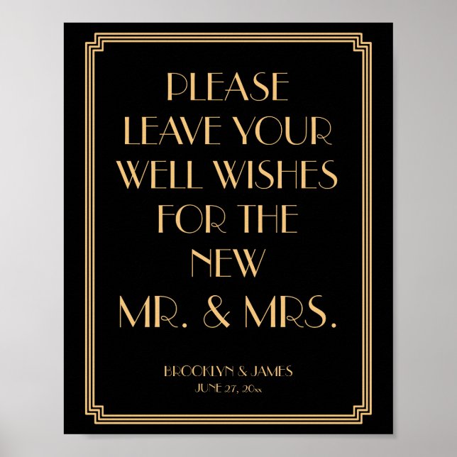 Symbole Art Déco Gatsby Black Guestbook 8x10 (Devant)