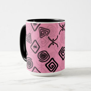 Symbole auf Rosa. Tasse