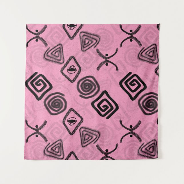 Symbole auf Rosa. Wandteppich (Vorderseite)