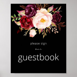 Symbole Bourgogne Marsala Livre d'or Poster noir