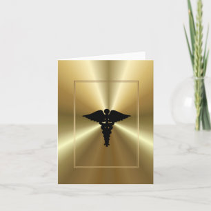 Symbole Caduceus Médicale Golden Carte personnalis