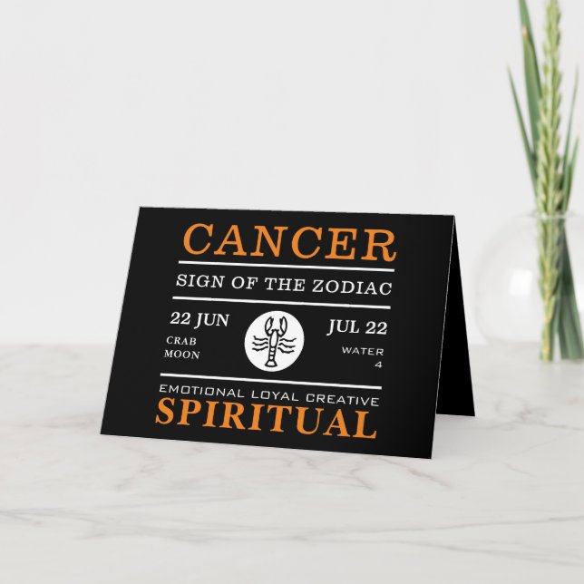 Symbole cancéreux du Zodiaque, carte astrologique (Devant)