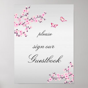 Symbole Cerisier Fleurs Rose Grey Livre d'or