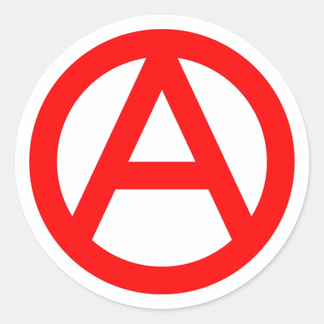 Symbole d'anarchie ROUGE Sticker rond classique (Devant)