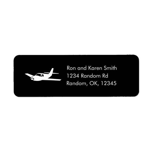 Symbole d'avion simple étiquettes d'adresse de ret (Devant)