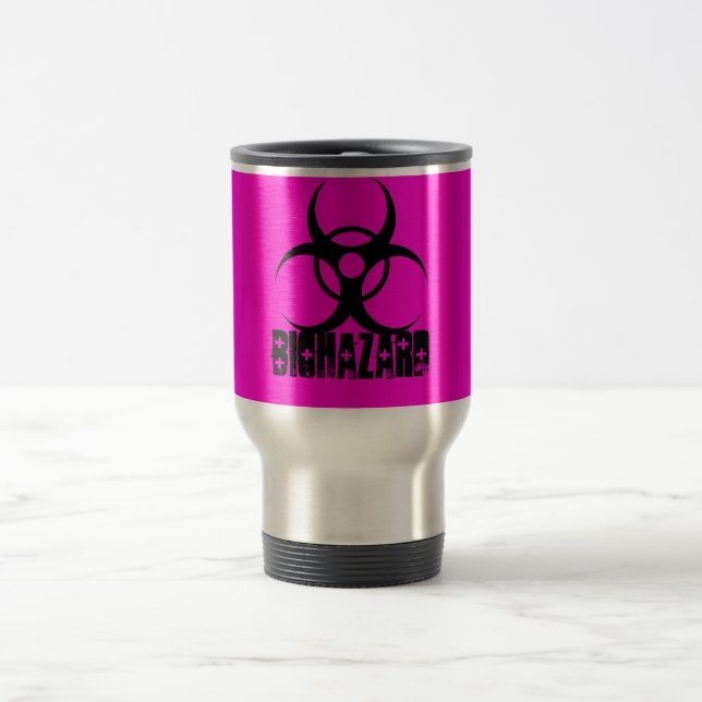 Symbole de Biohazard sur la tasse de café de roses (Centre)