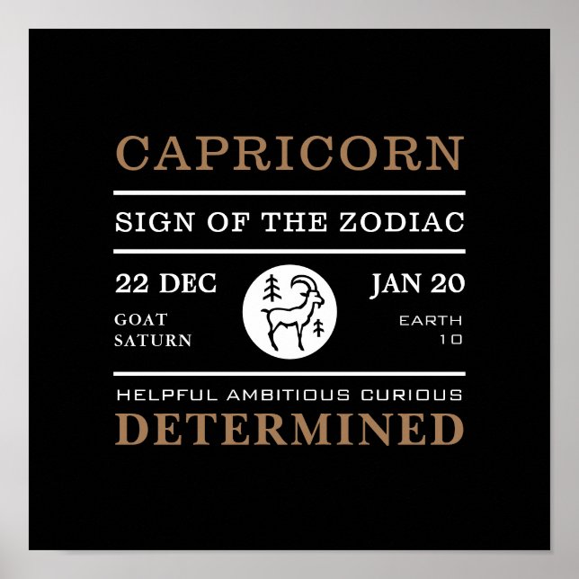 Symbole de Capricorne du Zodiaque, Poster astrolog (Devant)