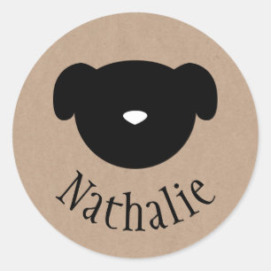 Symbole de chien étiquette brun autocollant
