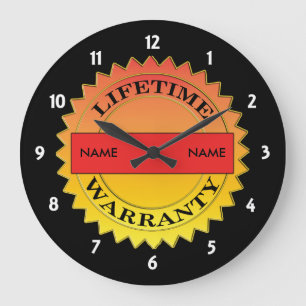 Symbole de garantie à vie Votre nom horloge murale