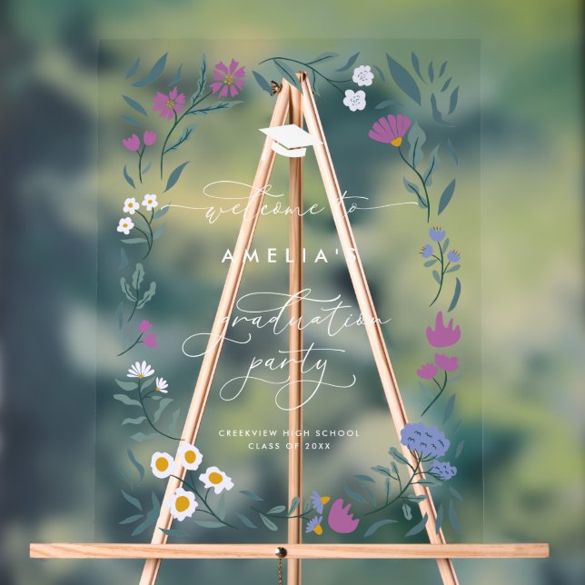 Symbole de la fête de graduation florale bleu pour (Neutre)