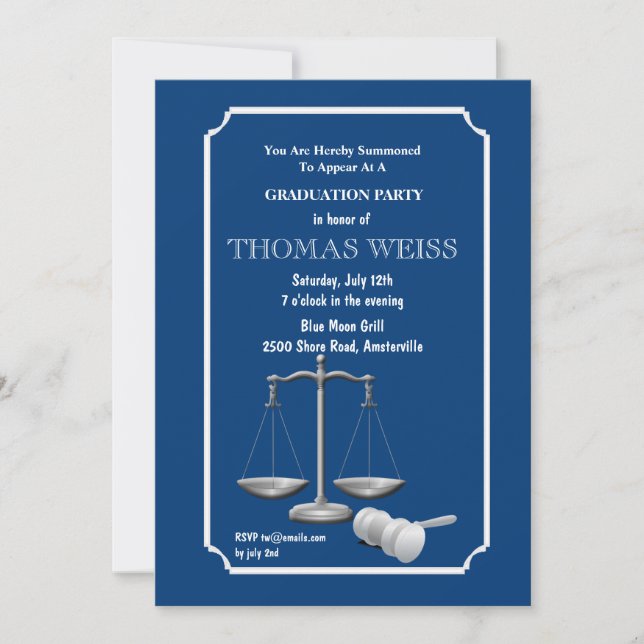 Symbole de la justice Graduation Invitation (Devant)