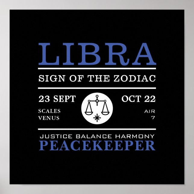 Symbole de la Libra du Zodiaque, Poster astrologiq (Devant)