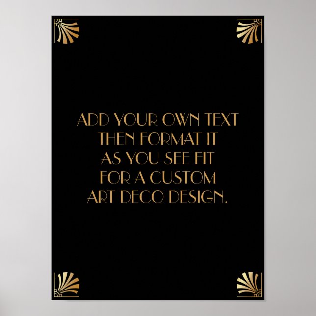 Symbole de Mariage personnalisé Art déco or noir (Devant)