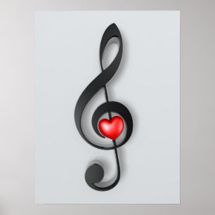 symbole de musique et belle affiche de coeur