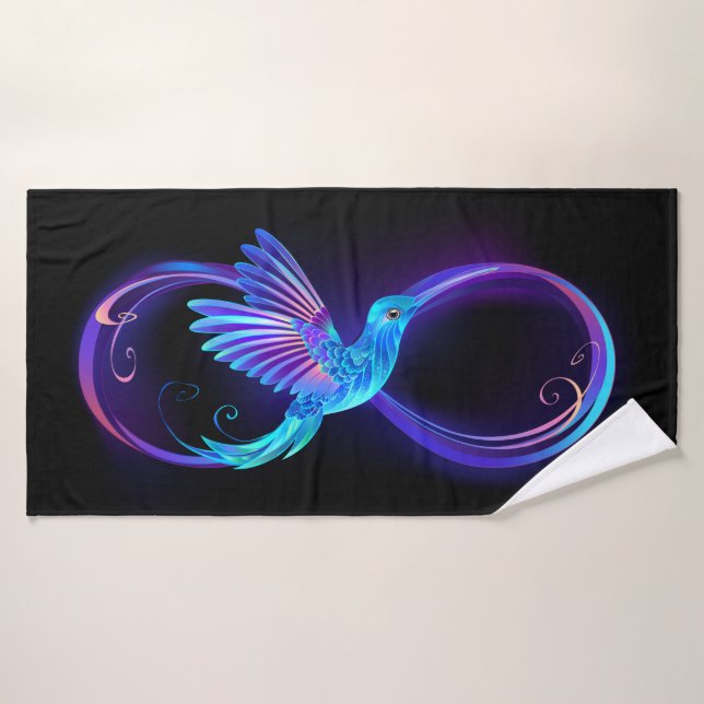 Symbole de Neon Infinity par Glowing Hummingbird (Serviette de bain)