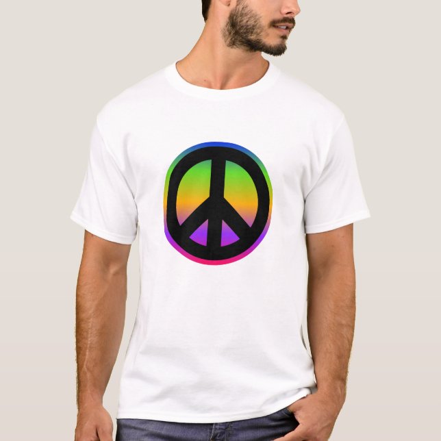 Symbole de paix arc-en-ciel lumineux T-shirt (Devant)