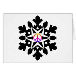 Symbole de paix enneigé carte de Noël