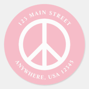 SYMBOLE DE PAIX Étiquette de adresse rose rétro