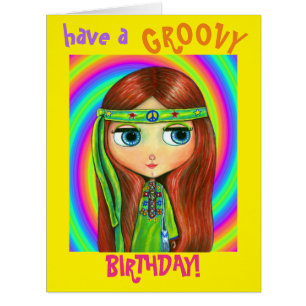 Symbole de paix Green Hippie Doll Girl avec bandea
