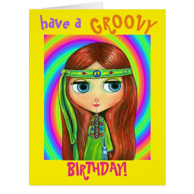 Symbole de paix Green Hippie Doll Girl avec bandea (Devant)