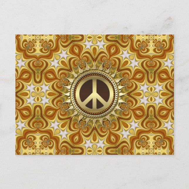Symbole de paix Retro Bohemian Groove Carte postal (Devant)