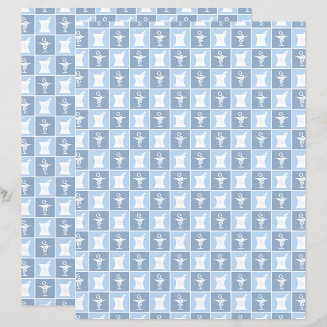 Symbole de pharmacie papier Motif de la bibliothèq (Devant / Derrière)
