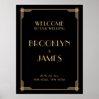Symbole de réception de mariage Art déco noir 18" 
