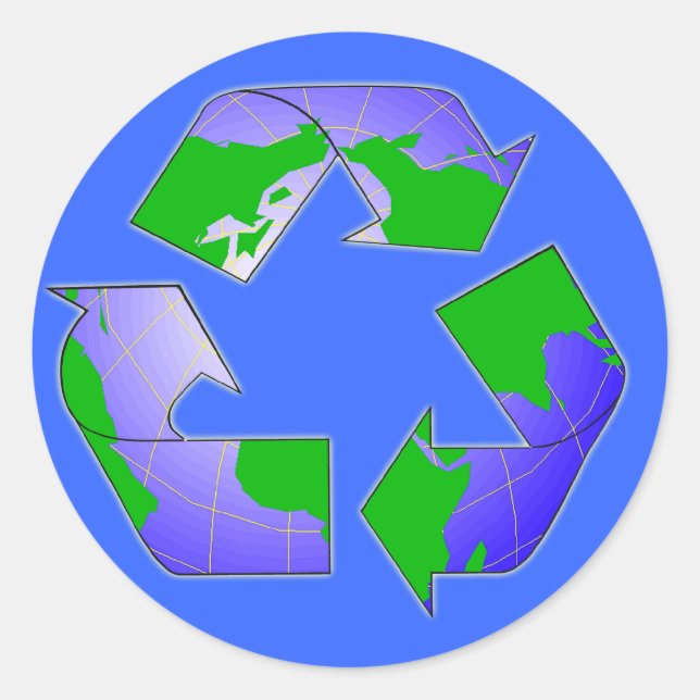 Symbole de recyclage avec Sticker pour la Terre (Devant)