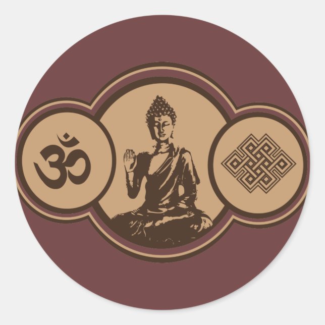 Symbole der Buddha-Aufkleber Runder Aufkleber (Vorderseite)