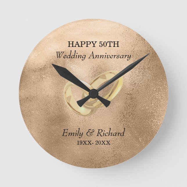 Symbole der Liebe und der Ehe mit Reisen Runde Wanduhr (Vorderseite)