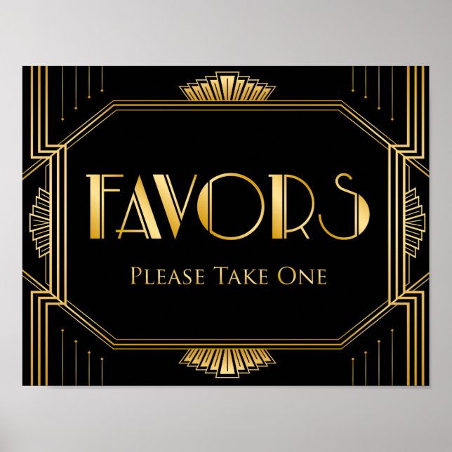 Symbole des faveurs de mariage | Gatsby Art Déco (Devant)
