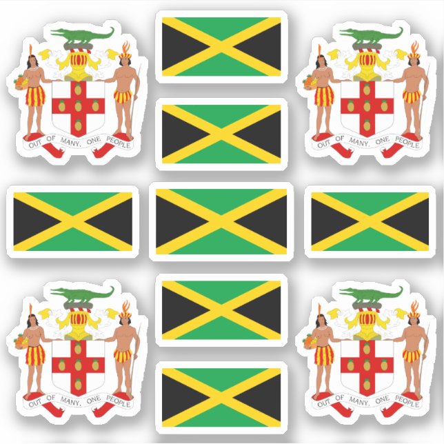 Symbole des jamaikanischen Staat / Wappen und Fahn Aufkleber (Vorderseite)