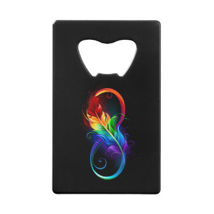 Symbole d'infini avec plume arc-en-ciel
