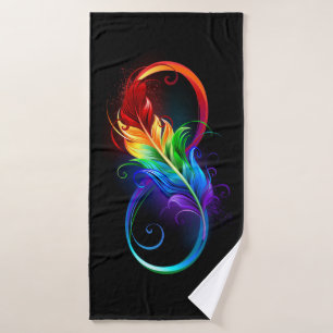 Symbole d'infini avec plume arc-en-ciel