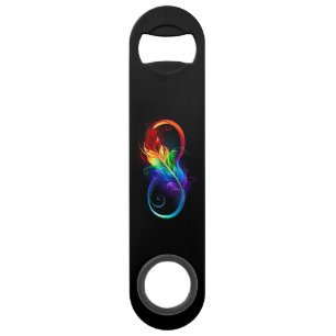 Symbole d'infini avec plume arc-en-ciel