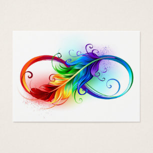 Symbole d'infini avec plume arc-en-ciel