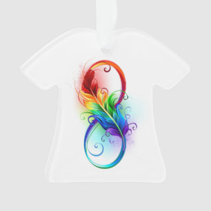 Symbole d'infini avec plume arc-en-ciel