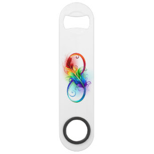 Symbole d'infini avec plume arc-en-ciel