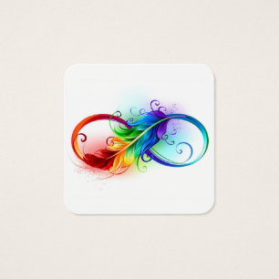 Symbole d'infini avec plume arc-en-ciel