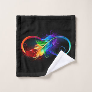 Symbole d'infini avec plume arc-en-ciel
