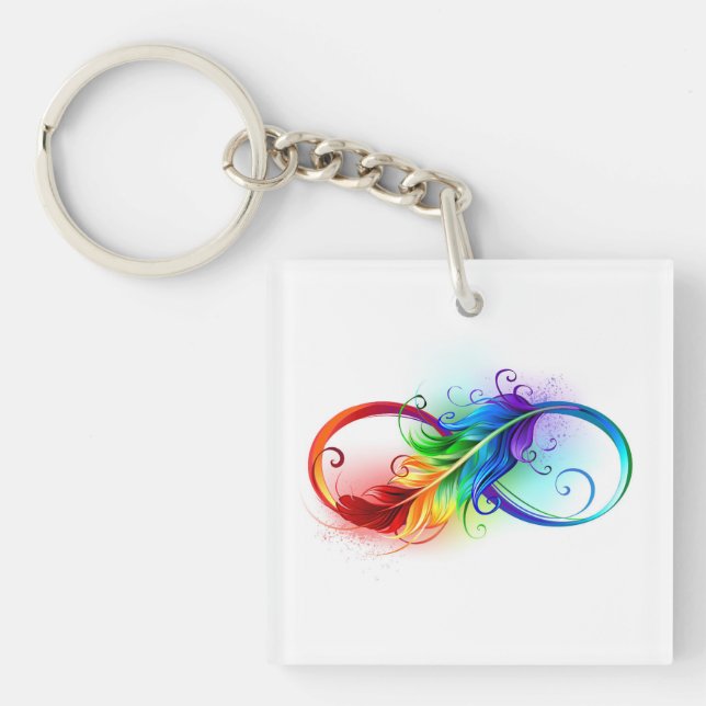 Symbole d'infini avec plume arc-en-ciel (Devant)