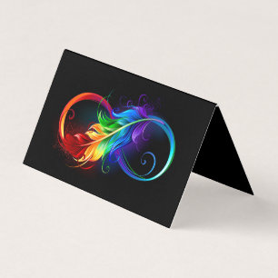 Symbole d'infini avec plume arc-en-ciel