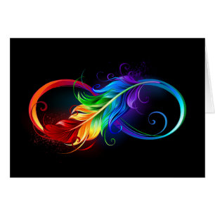 Symbole d'infini avec plume arc-en-ciel