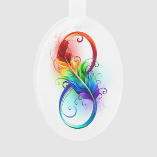 Symbole d'infini avec plume arc-en-ciel